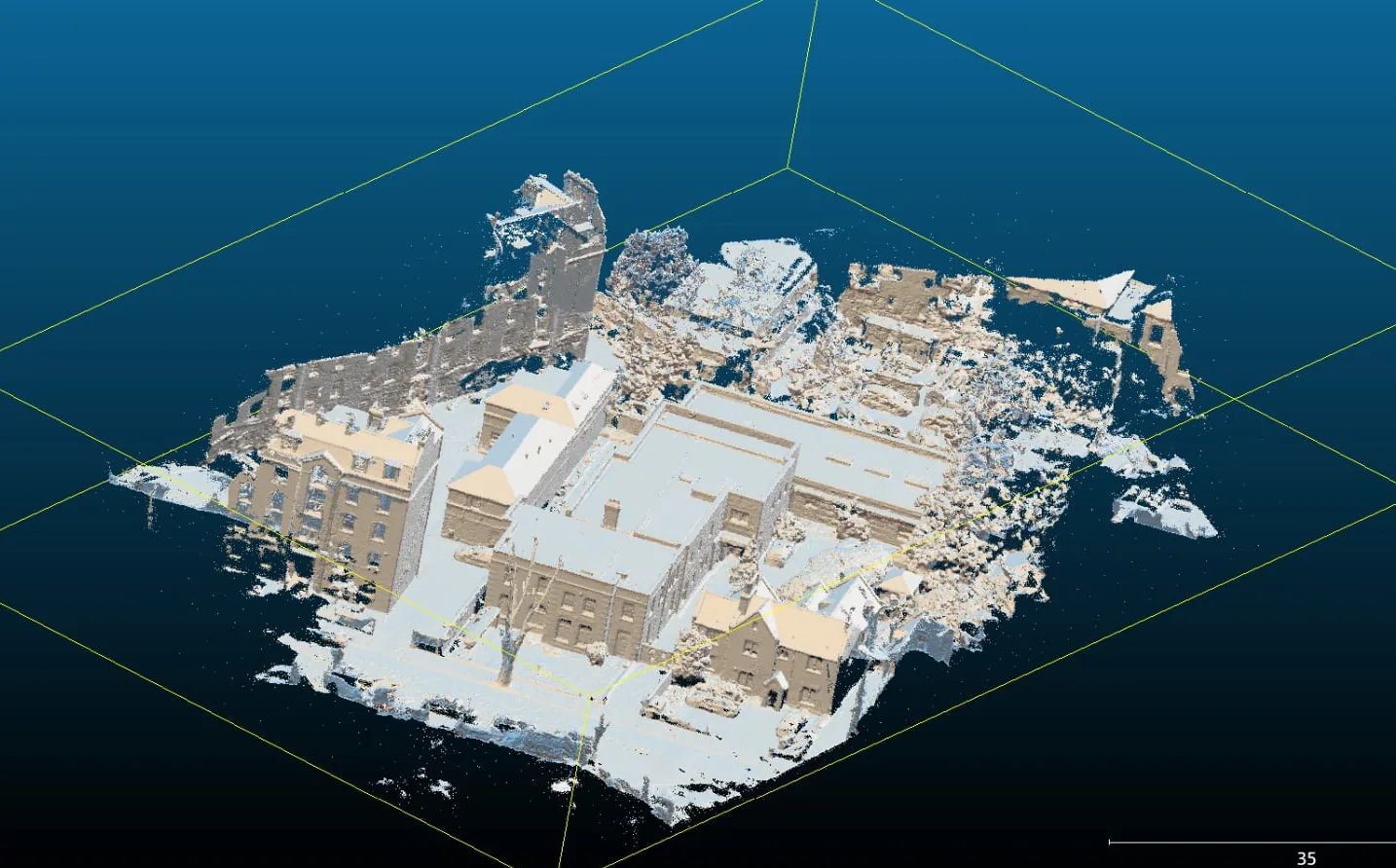 3D point cloud site model of buildings generated from a pre-construction drone survey